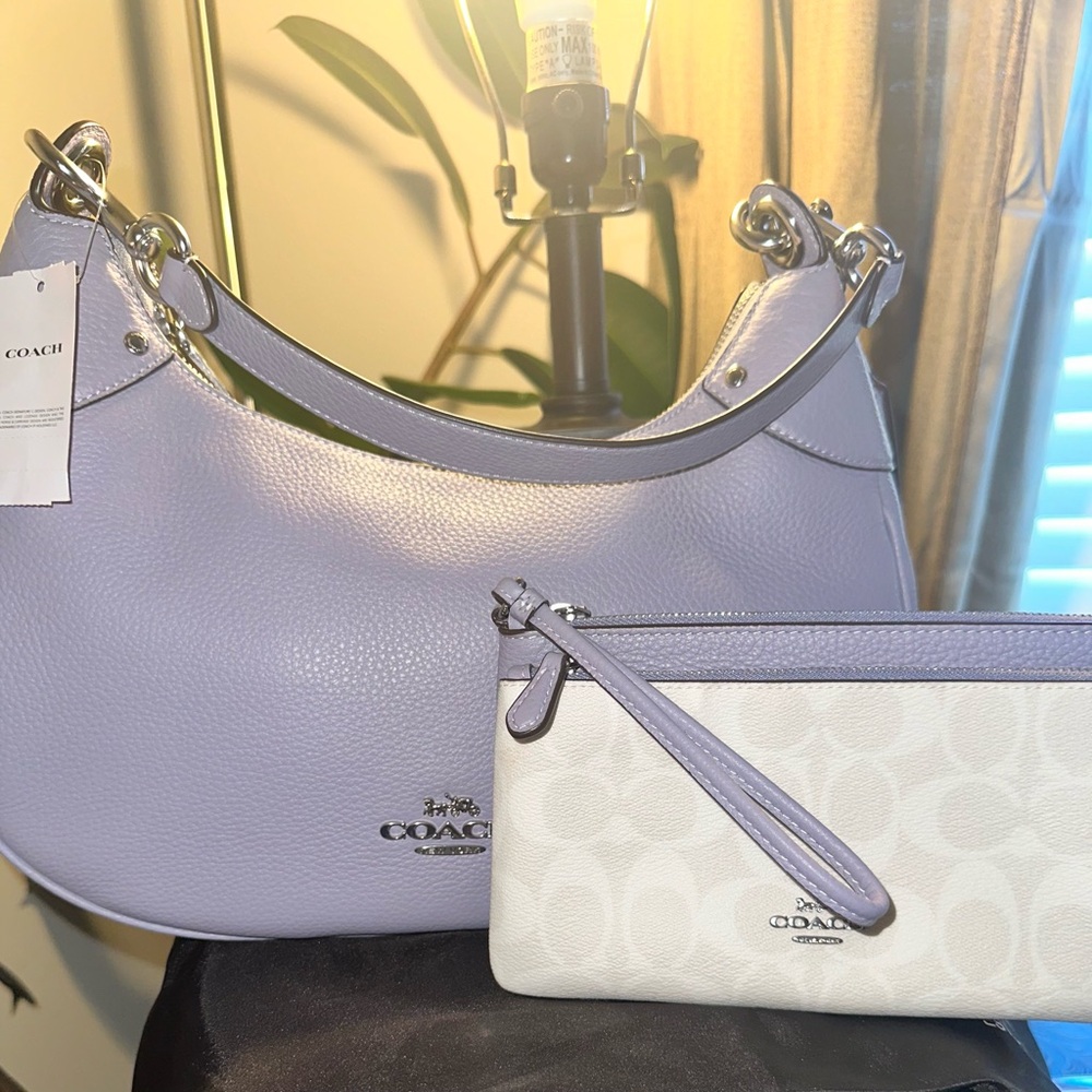 Coach Purple Leather Shoulder Bag